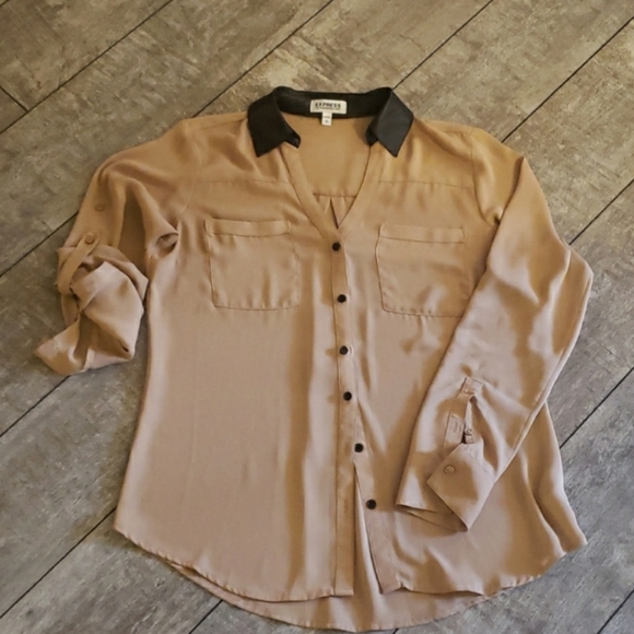 Express Tops - Express Portofino Tan Blouse 533